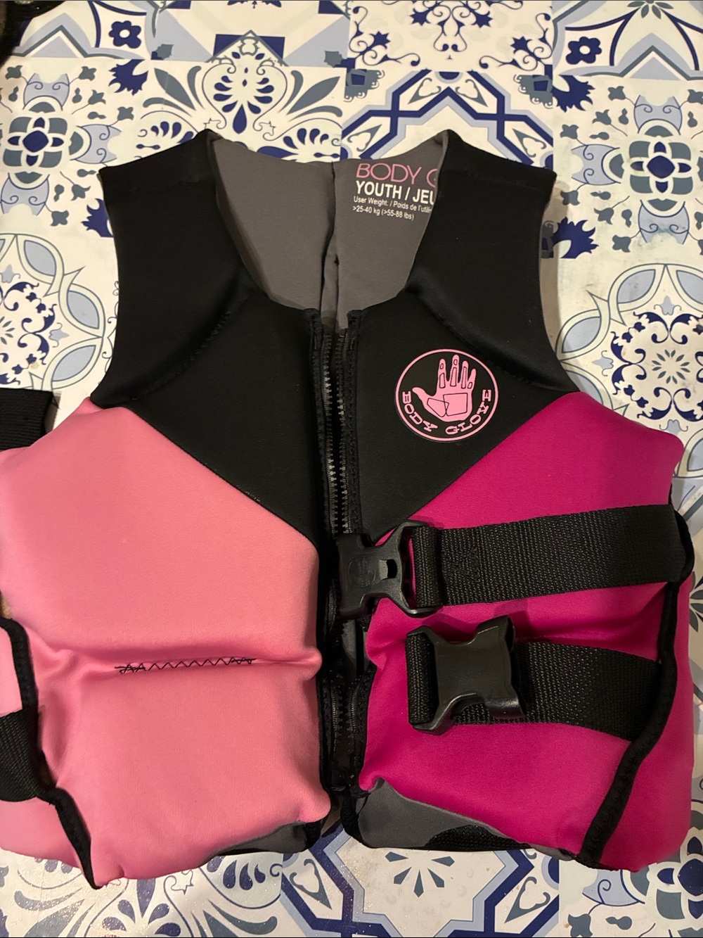 Body Glove Kids Two-Tone Pink & Magenta Swim Vest with Black Trim